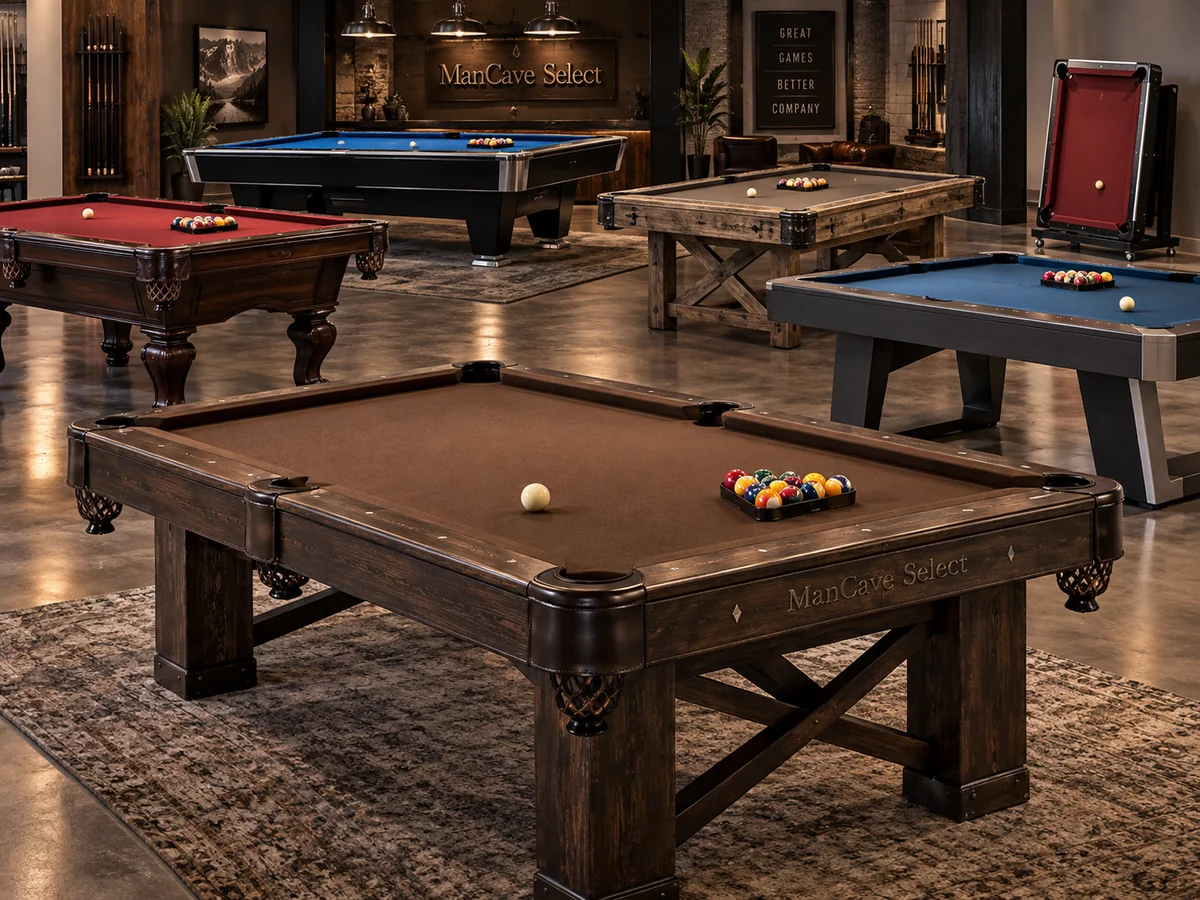 A collection of pool table styles